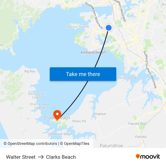 Walter Street to Clarks Beach map