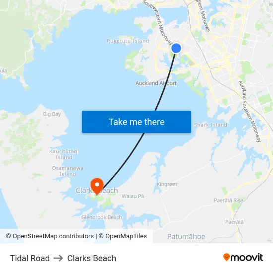 Tidal Road to Clarks Beach map