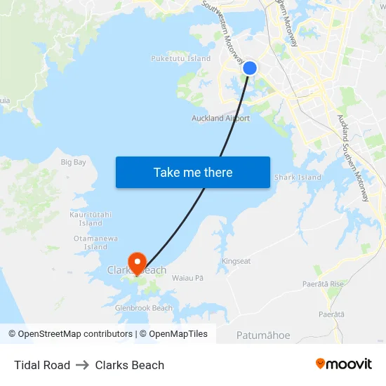 Tidal Road to Clarks Beach map