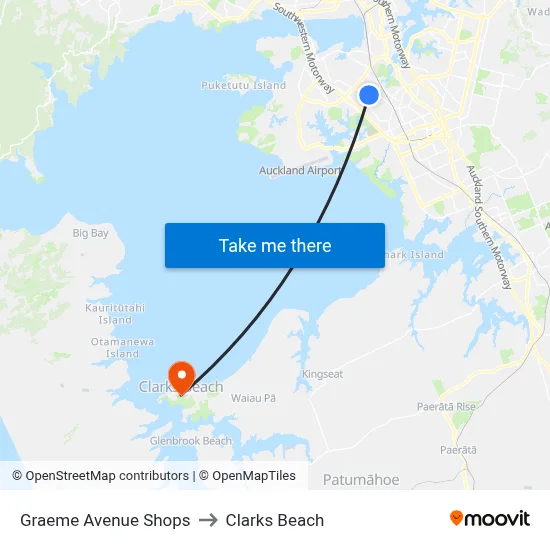 Graeme Avenue Shops to Clarks Beach map