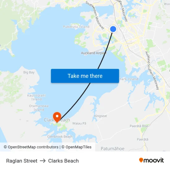 Raglan Street to Clarks Beach map