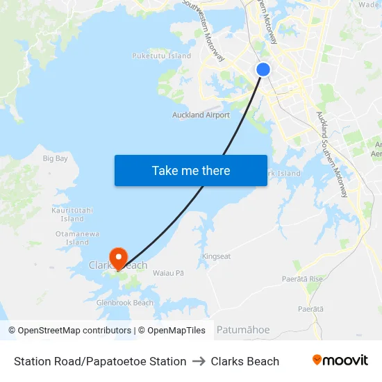 Station Road/Papatoetoe Station to Clarks Beach map