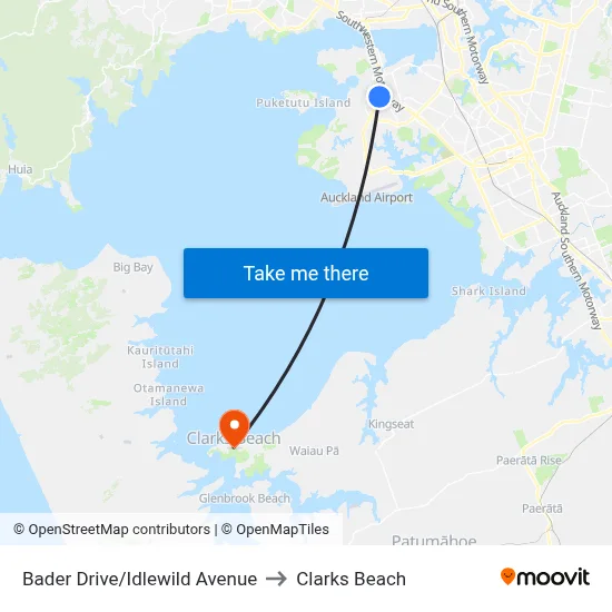 Bader Drive/Idlewild Avenue to Clarks Beach map