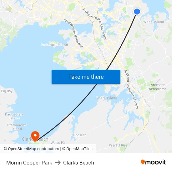 Morrin Cooper Park to Clarks Beach map