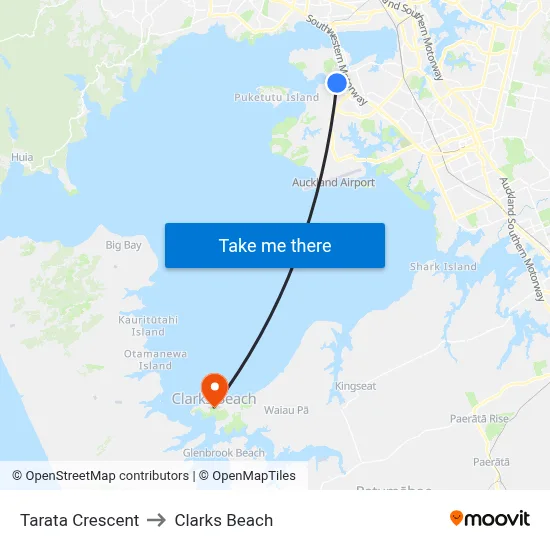 Tarata Crescent to Clarks Beach map