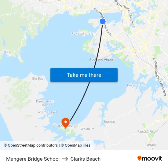 Mangere Bridge School to Clarks Beach map