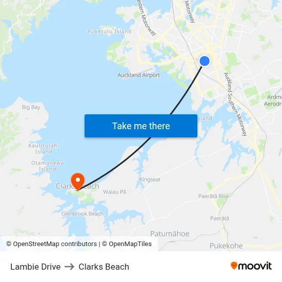 Lambie Drive to Clarks Beach map