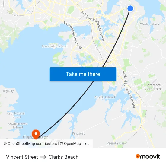 Vincent Street to Clarks Beach map
