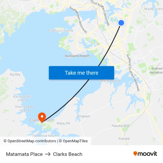 Matamata Place to Clarks Beach map