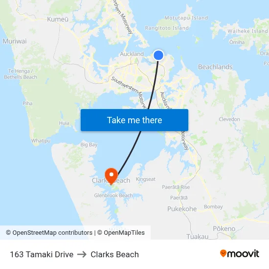 163 Tamaki Drive to Clarks Beach map
