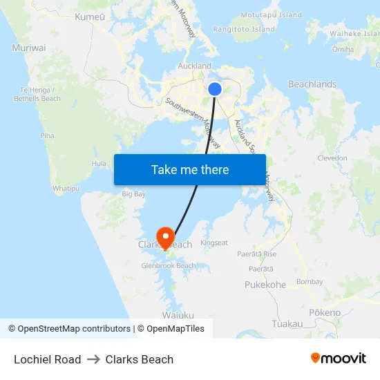 Lochiel Road to Clarks Beach map
