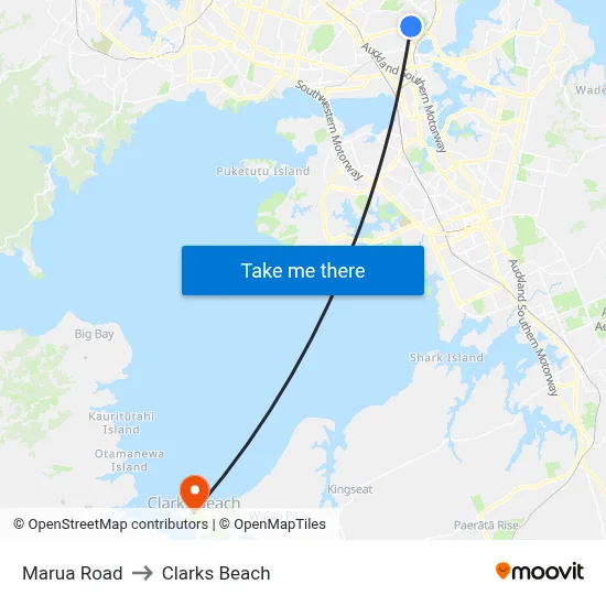 Marua Road to Clarks Beach map