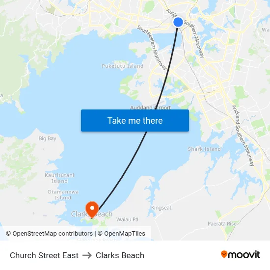 Church Street East to Clarks Beach map