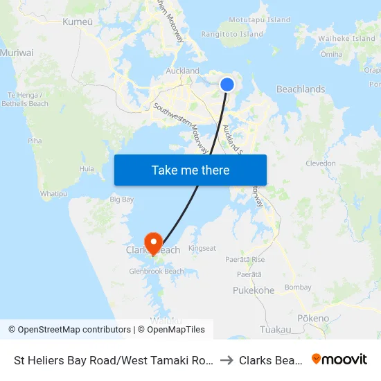 St Heliers Bay Road/West Tamaki Road to Clarks Beach map