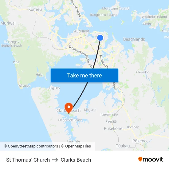 St Thomas' Church to Clarks Beach map