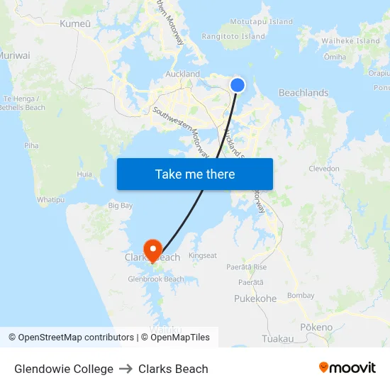 Glendowie College to Clarks Beach map
