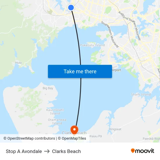 Stop A Avondale to Clarks Beach map