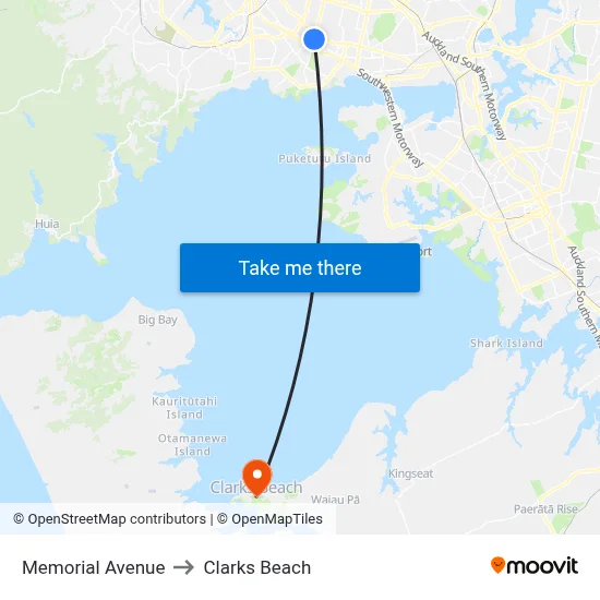 Memorial Avenue to Clarks Beach map
