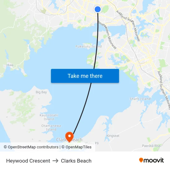 Heywood Crescent to Clarks Beach map