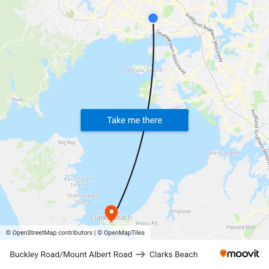 Buckley Road/Mount Albert Road to Clarks Beach map