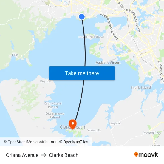 Oriana Avenue to Clarks Beach map