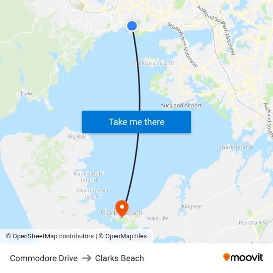 Commodore Drive to Clarks Beach map