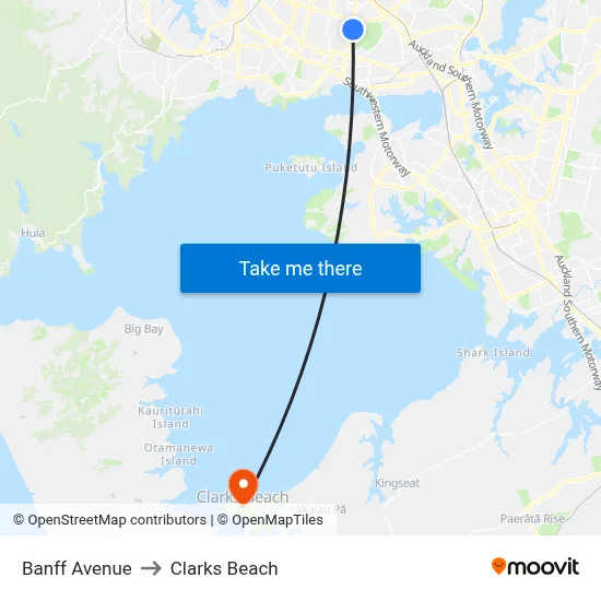 Banff Avenue to Clarks Beach map