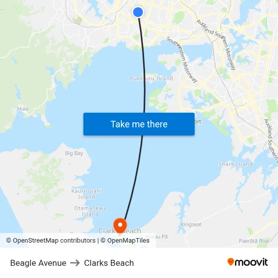 Beagle Avenue to Clarks Beach map