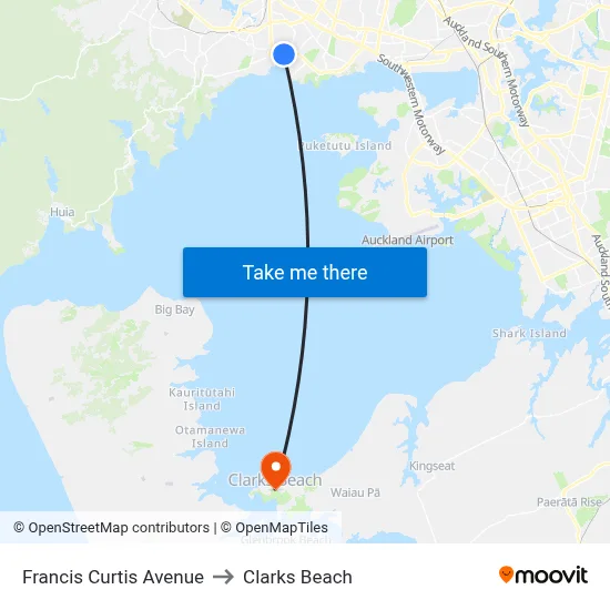 Francis Curtis Avenue to Clarks Beach map