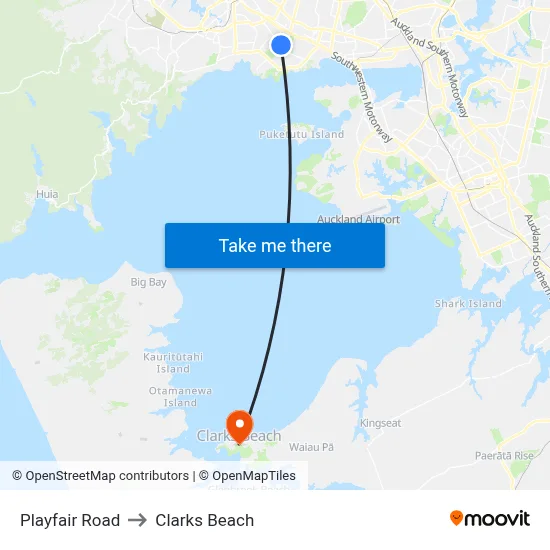 Playfair Road to Clarks Beach map