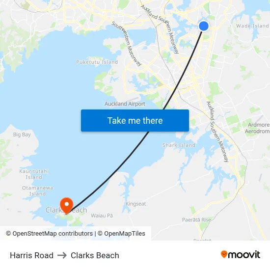 Harris Road to Clarks Beach map