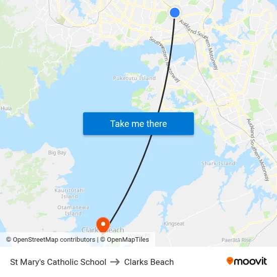 St Mary's Catholic School to Clarks Beach map