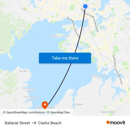Ballarat Street to Clarks Beach map
