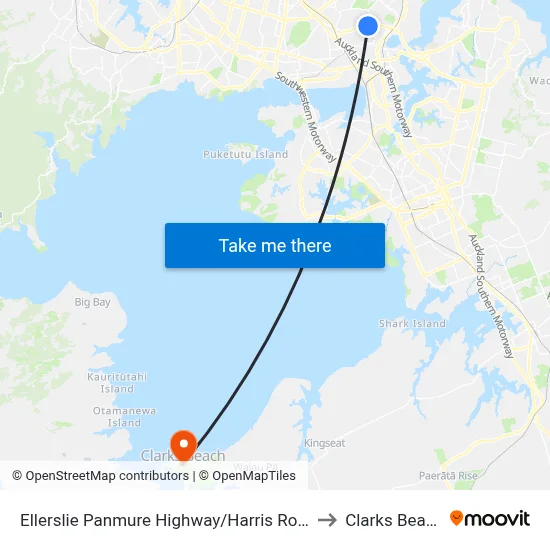 Ellerslie Panmure Highway/Harris Road to Clarks Beach map
