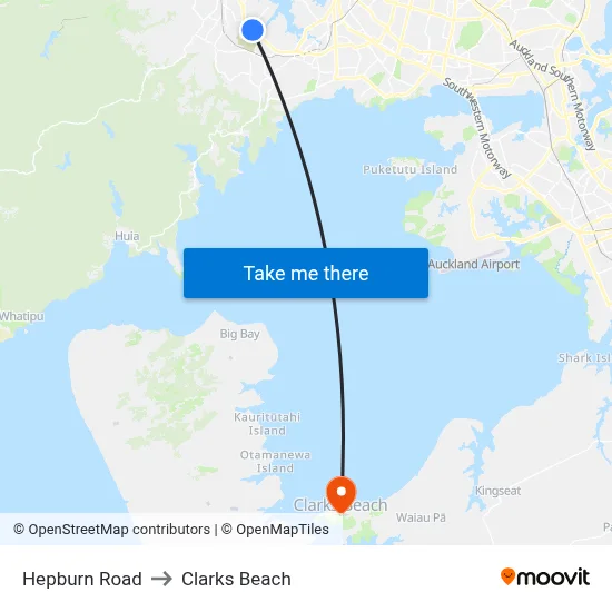 Hepburn Road to Clarks Beach map