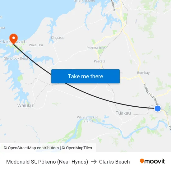 Mcdonald St, Pōkeno (Near Hynds) to Clarks Beach map