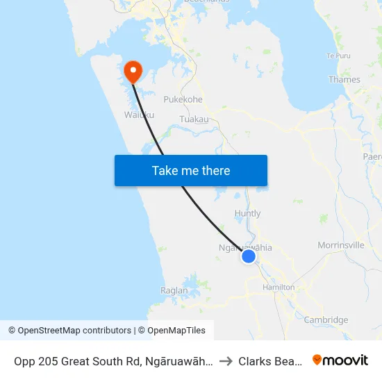 Opp 205 Great South Rd, Ngāruawāhia to Clarks Beach map