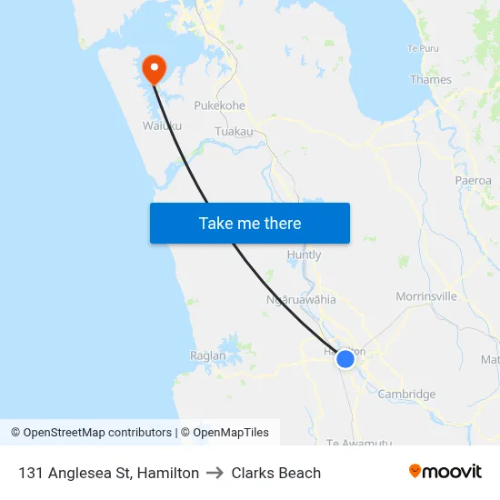131 Anglesea St, Hamilton to Clarks Beach map
