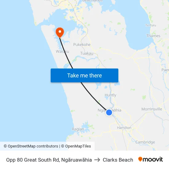 Opp 80 Great South Rd, Ngāruawāhia to Clarks Beach map