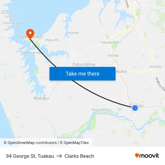 94 George St, Tuakau to Clarks Beach map
