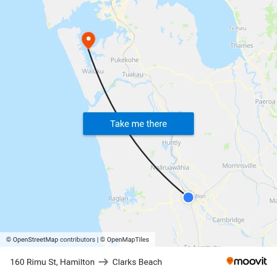 160 Rimu St, Hamilton to Clarks Beach map