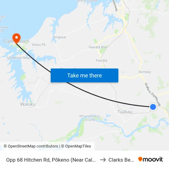 Opp 68 Hitchen Rd, Pōkeno (Near Calder Cr) to Clarks Beach map