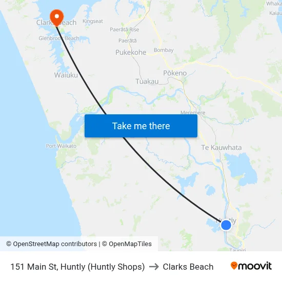 151 Main St, Huntly (Huntly Shops) to Clarks Beach map