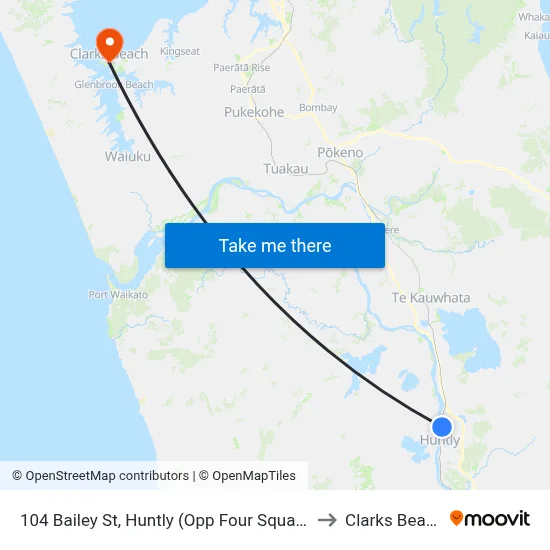 104 Bailey St, Huntly (Opp Four Square) to Clarks Beach map