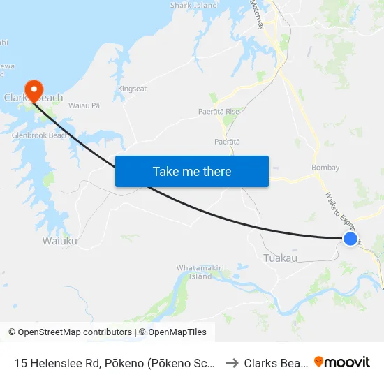 15 Helenslee Rd, Pōkeno (Pōkeno School) to Clarks Beach map