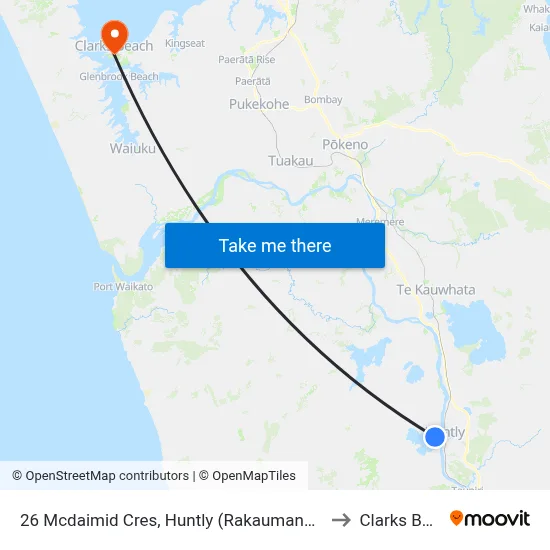 26 Mcdaimid Cres, Huntly (Rakaumanga School) to Clarks Beach map