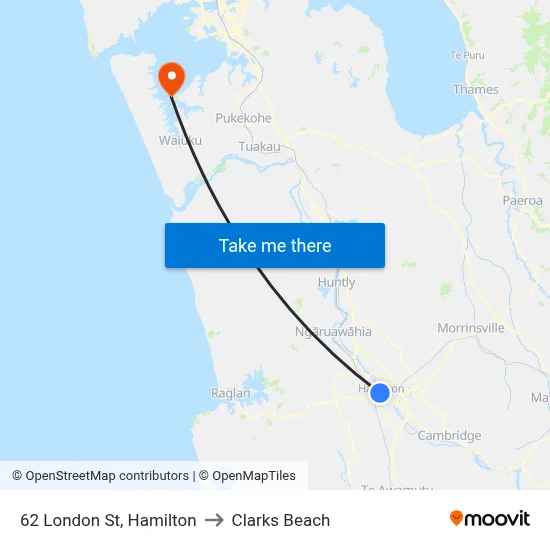 62 London St, Hamilton to Clarks Beach map