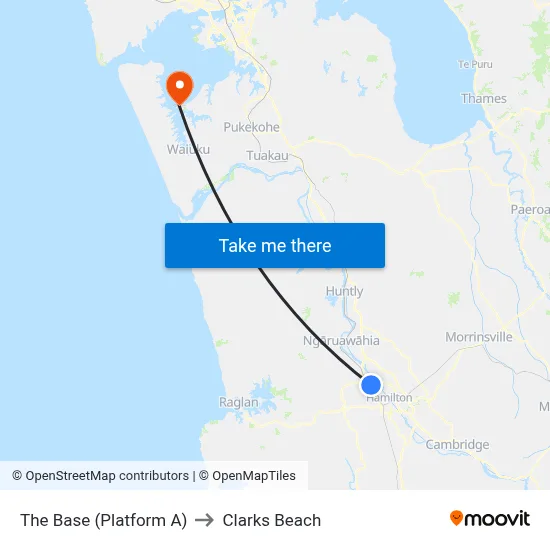 The Base (Platform A) to Clarks Beach map