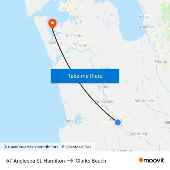 67 Anglesea St, Hamilton to Clarks Beach map