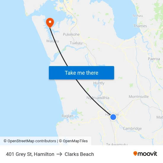 401 Grey St, Hamilton to Clarks Beach map